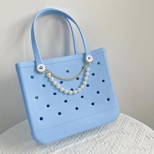 Pearls Charm for Bogg Bag, Accessories for Rubber Beach Bag Tote Handbag Crossbody Shoulder Bag Decoration, With Metal Buckle