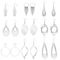 9 Pairs Silver Dangle Earrings for Women Set Retro Vintage Statement Bohemia Boho Drop Earrings Summer Jewelry for Women - style: B
