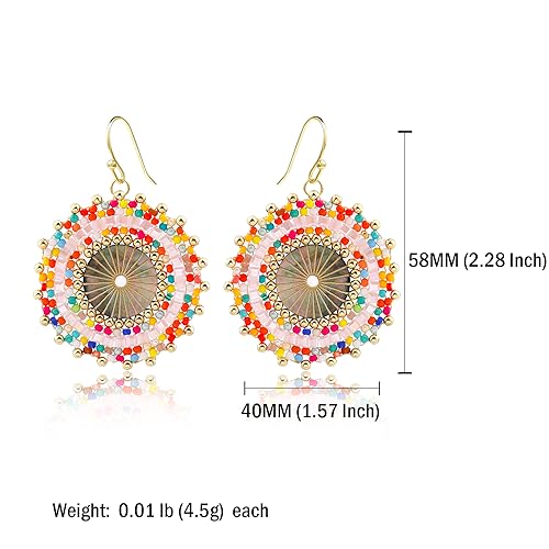Colorful Bead Earrings For Women Summer Beach Handmade Bead Earrings Bohemia Hoop Dangle Earring For women - color: Colorful