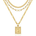 KissYan Gold Layered Necklace Set for Womens, 14K Gold Plated Initial Letter Pendant Necklaces Paperclip Snake Choker Alphabets from A-Z Figaro Chain Jewellery Gift - color: 3PCS, style: S