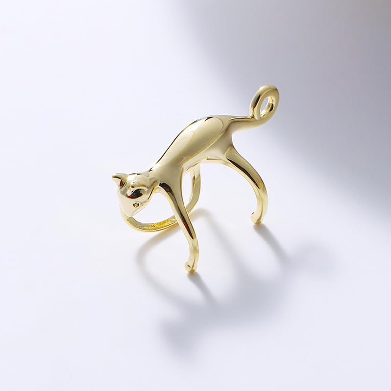 Cat Earring for Women - Cute Ear Cuff Climber Crawler Earring Silver Non Pierced Ears Hypoallergenic Earrings for Cat Lover Funny Jewelry - color: D