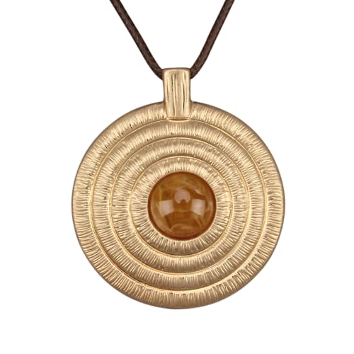 JAOYU Boho Necklace for Women Large Pendant Necklace Boho Long Choker Leather Gold Necklace Vintage Earthy Jewelry Trendy - style: Chunky Hippie Necklaces