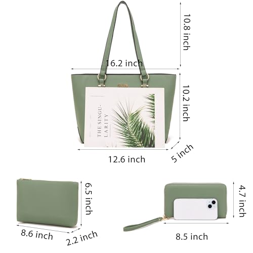 Purses And Wallets Set For Women Work Tote Satchel Handbags Shoulder Bag Top Handle Totes Purse With Matching Wallet - color: A59-3pcs/Set Green