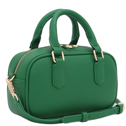 FashionPuzzle Mini PU Leather Satchel Purse Top Handle Crossbody Bag - color: Kelly Green