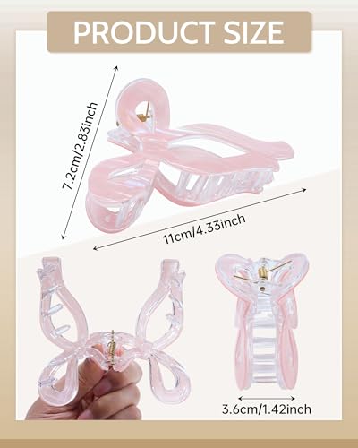 Mesovor 4 Pack Elegant Bow Hair Claw Clips, Nonslip 4.3" Large Hair Grip Hairclips for Thin and Thick | Acrylic Hair Strong Hold Hair Jaw Clamps (Mermaid Stripes) - color: Mermaid Stripes