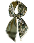 kcctoo 59" Mulberry Silk Like Head Scarf Women's Fashion Square Neck Satin Scarfs for Bag Hair Scarves Gift 59 * 5.9” - color: A011-dark Green Leaves/59"x5.9"