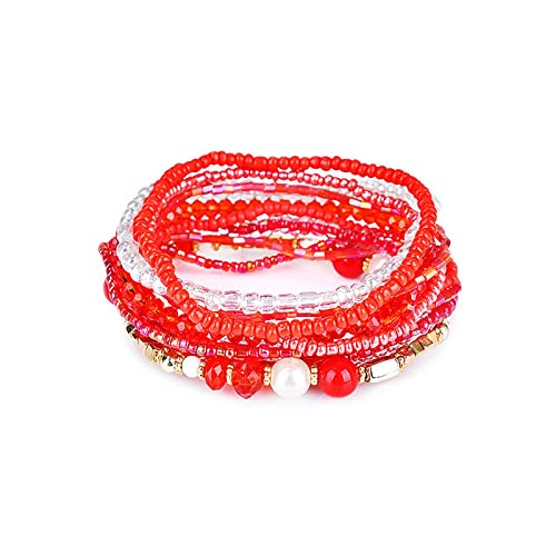 Fuqimanman2020 Bohemian Crystal Beaded Stackable Bracelets Handmade Colorful Crystal Pearl Seed Beads Bracelets for Women Jewelry - color: B