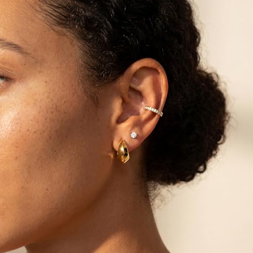 MYEARS Women Earrings Gold Huggie Hoop 14K Small Simple Hypoallergenic Everyday Jewelry - style: Crescent