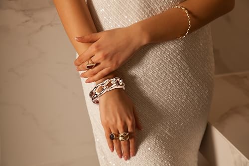 SPUNKYsoul Chain Link Buckle With Rhinestones Cuff Bracelet in Gold, Silver Rose Gold and Gun Metal for Women - style: Large Link Rose Gold