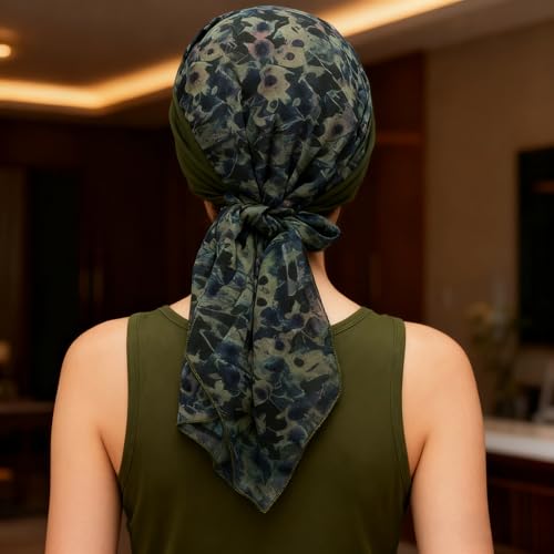 XYIYI Head Scarf for Women Chemo Patients Headwear Cancer Hair Loss Headwrap Cover Hat Turban Covering Wrap - color: Army Green