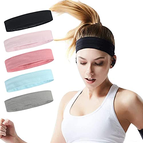 Workout Headbands Non Slip Headband Sport Headbands Sweatbands Elastic Sport Hair Bands for Sports Travel Indoor Fitness Gym - color: solid1