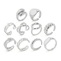 Chunky Rings for Women Adjustable Thick Rings Set Trendy Statement Stackable Ring for Women Chunky Jewlery Irregular Dome Flower Finger Knkuckle Thumb Ring - style: Style 5 - 10pcs s