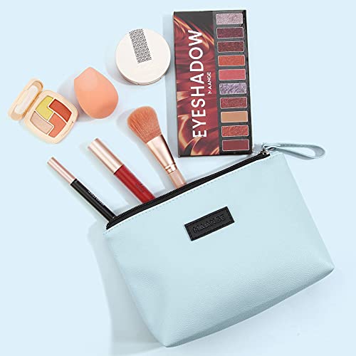 MAANGE Cosmetic Bags for Women Small Makeup Bag for Purse Pu Leather Makeup Pouch Travel Makeup Bag with Zipper Make Up Bag for Travelling - color: Blue