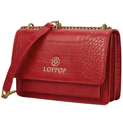 LL LOPPOP Women's Small Classy Crossbody Purse Top Handle Handbags Leather Satchel Bags for Women - color: C-red(2052)