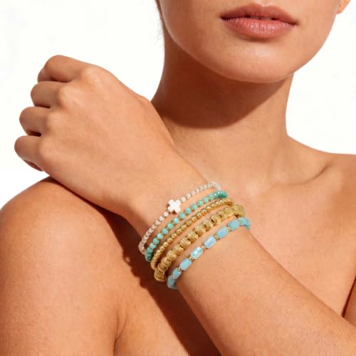 Dainty Gold Plated Pearl Crystal Beaded Bracelets Set for Women 14K Gold Plated Bead Pearl Beads Bracelet Stackable Paperclip Link Chain Bracelets Gold Plated Bracelets for Women Trendy Jewelry - color: Style4-gold bracelets set5