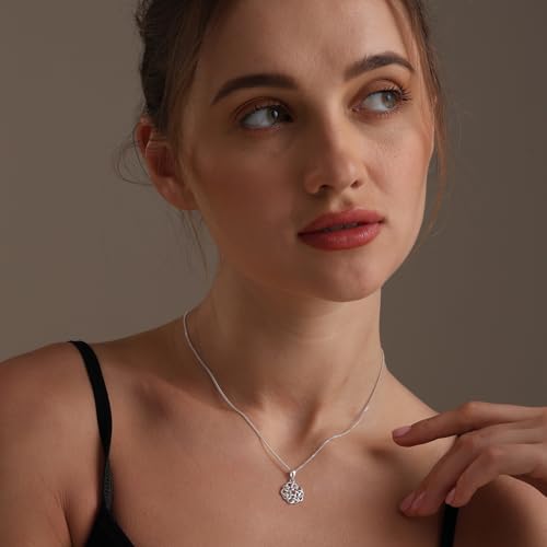 LeCalla 925 Sterling Silver Knot Pendant Necklace for Women | CZ Infinity Celtic Knot Heart Shaped Necklace | Graduation Birthday Gifts for Anniversary - color: Wheel of Life Celtic Knot
