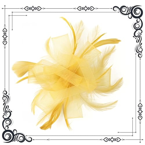 dressfan Womens Fascinator Hat Headpiece 20s Vintage Wedding Hair Accessories for Derby/Wedding/Cocktail/Tea Party - color: Yellow