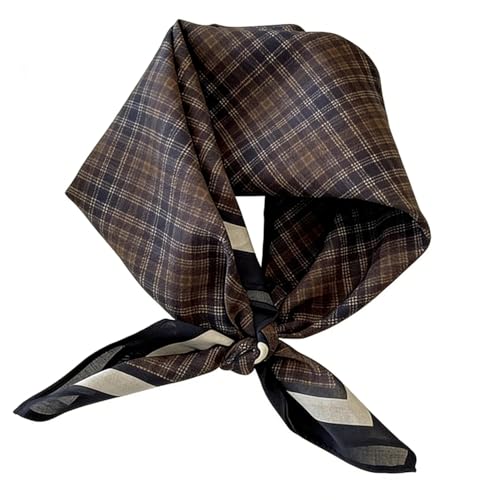 21 x 21 Inch Cotton Bandana for Women and Men,Soft Breathable Head Scarf, Multi-purpose Headband, Hair Scarf - color: Checkered Coffee-un07