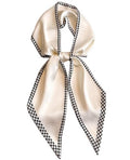 Head Scarf Purse Handle Neck Satin Hair Scarfs For Bag Lightweight Silky Long Thin Women's Fashion Scarves 59 * 5.9” - color: H24-the Black Diamond-shaped Area(59*5.9inch)