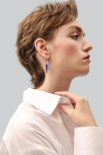 Trendy Dangle Earrings Set for Women, Colorful Aluminum Drop Earrings, 6 Pcs DIY Interchangeable Conical Beads, Lightweight Titanium Ear Hooks, Hypoallergenic and Not Easy To Fade - color: Blue Dark blue Purple