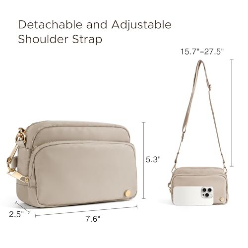Joryin Anti Theft Crossbody Bag for Women, Slash-resistant RFID Blocking Travel Purses, Small Shoulder Bag Handbag, Nylon - color: Latte
