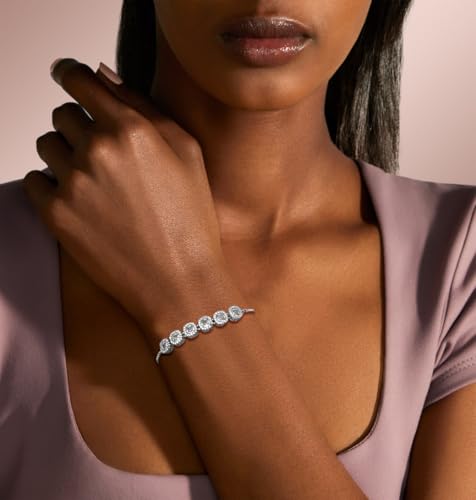 Tennis Bracelet for Women Cubic Zirconia Bracelets Adjustable Slider Bracelets - color: Silver 01