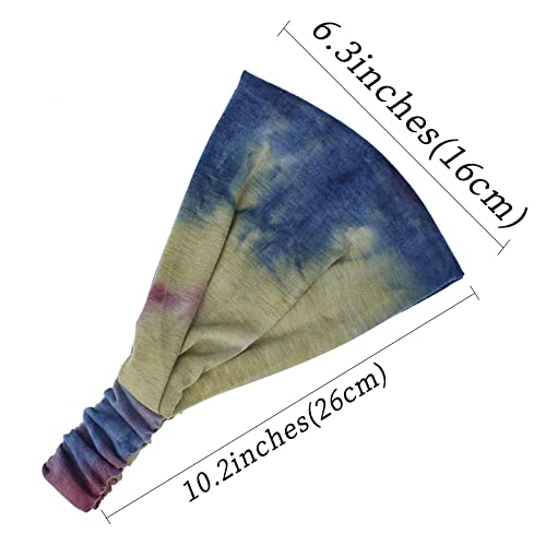 Olbye Boho Headband Turban Elastic Head Wrap Bandana Colorful Head Band Cover Yoga Hair Band Hair Accessories for Women and Girls 8Pcs