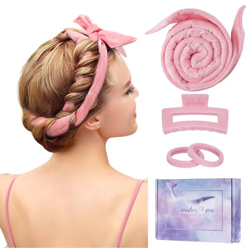 Upgraded 60" Extra Long Soft Heatless Hair Curlers to Sleep In, No Heat Hair Rollers (Pink) - color: Pink