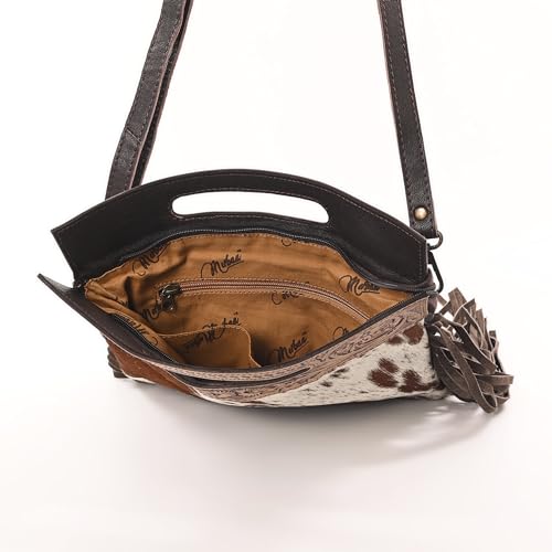 Merbaa Women Natural Cowhide Leather Crossbody Sling Bag With Adjustable Detachable Strap | Shoulder Bag | Handbag - color: Brown