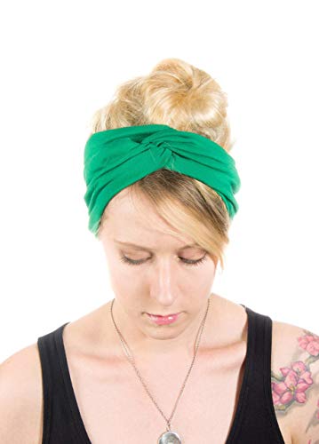 Twist Headband Extra Wide Scrunch Turban (Kelly Green) - color: Kelly Green