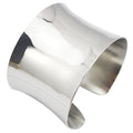 Silver Wide Grooved Cuff Bangle for Women Lady Stainless Steel Shiny Punk Bracelet - style: Bangle,Cuff