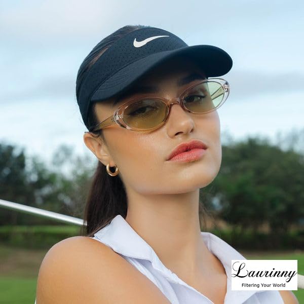90s Sunglasses for Women Men Retro Small Oval Sunglasses - color: Champagne/Light Yellow