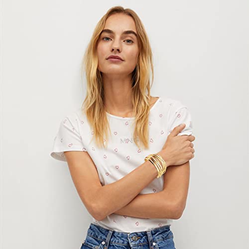 YBMYCM Chunky Gold Cuff Bracelet for Women Gold Line Web Wrist Cuff Bangle Bracelet Fashion Costume Jewelry - color: Gold
