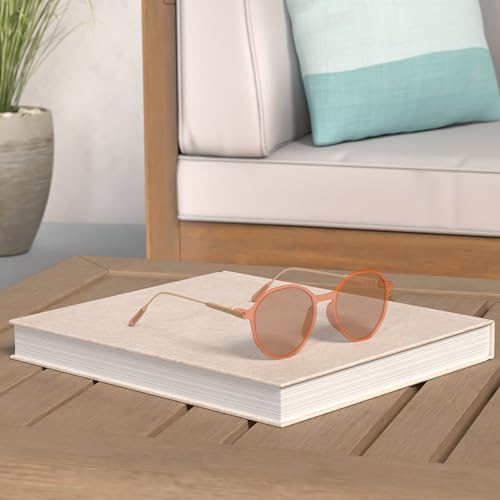 SOJOS Trendy Designer Hexagon Round Sunglasses for Women Fashion Big Shades Geometric Women Sunglasses SJ2181 - color: Orange