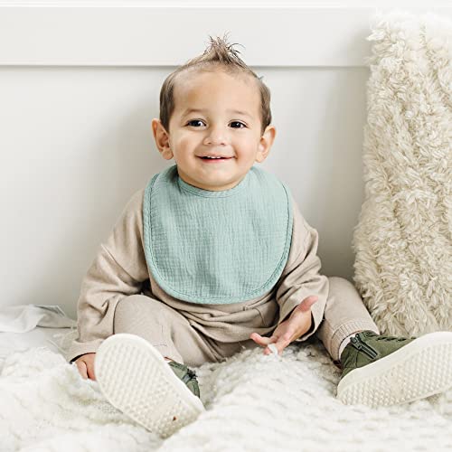 Konssy Muslin Baby Bibs 8 Pack Baby Bandana Drool Bibs Cotton for Unisex Boys and Girls, Soft Absorbent Set for Teething and Drooling - color: Clay