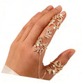 Yalice Charm Leaf Full Finger Ring Bracelets Dainty Knuckle Open Ring Harness Hand Chains Adjustable Statement Rings Jewelry for Women Gift - color: Gold-2