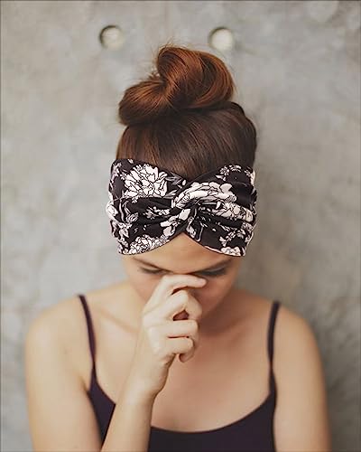 DRESHOW 6 Pack Extra Wide Headbands for Women Large Turban Headband Boho Head Wrap Elastic Hairbands Hair Twisted Knot Hair Accessories - color: 6 Pcs: Floral Color a