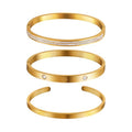 2PCS 18K Gold Plated Nail Bangle & Chain Bracelet Set for Women, Adjustable Stackable Bangle Jewelry, Dainty Gold Bracelet Gift for Women - color: Set V