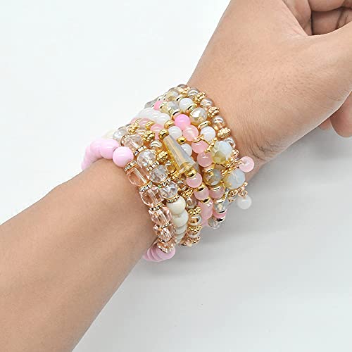 Bohemian Bracelet Sets for Women - 6 Sets Stackable Stretch Bracelets Multi-color Boho Jewelry for Women Hippie Bracelets Dainty Jewelry - color: Seed bead bracelet sets