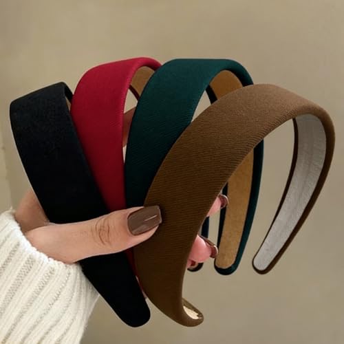 Huachi Headbands for Women Non Slip Trendy Headbands for Women’s Hair 1 inch Wide Cute Headband for Girls, Christmas Head Bands Elastic Hair Bands for Womens Fashion Accessories for Women 4PCS - color: Xmas Color Set