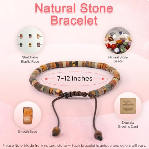 Inspirational Gifts Bracelets for Women: Mothers Day Birthday Gifts for Mom Women Friends Sister - Healing Natural Stone Beads Bracelets Thinking of you Get Well Soon Gift for Women - color: A-J JASPER STONE-NO MATTER