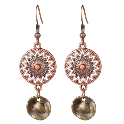 Handmade 70s 80s Retro Bohemian Teardrop Pearl Hollow Flower Wooden Leverback Dangle Drop Earrings Disc Round Bead Hook Earrings For Women