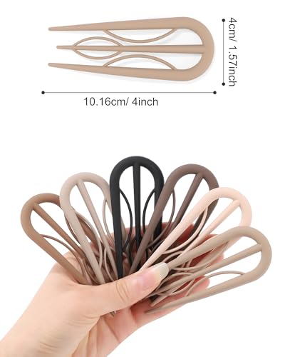 French Hair Pin for Women - U-Shaped Hair Fork for Updos, Chignons & French Twists, Durable Acrylic, Secure & Elegant Styling for All Hair Types (Neutral colors (Matte)) - color: Neutral colors (Matte)
