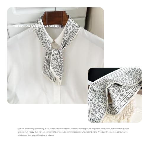 Hair Head Neck Bag Long Scarf Versatile Wrap for Women Soft & Lightweight for Everyday Chic - color: 20 Paisley White 3.7 X 38 Inch