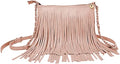 Solene Fringe Crossbody Shoulder Bag with Strap, Tassel Messenger bag, Country Style Western Fringe Purse for Women - color: Rose Pink