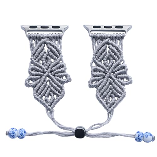 4th Generation Handmade Nylon Braided Boho Style Watch Strap for Apple Watch - color: Silver, size: 40/41/42mm