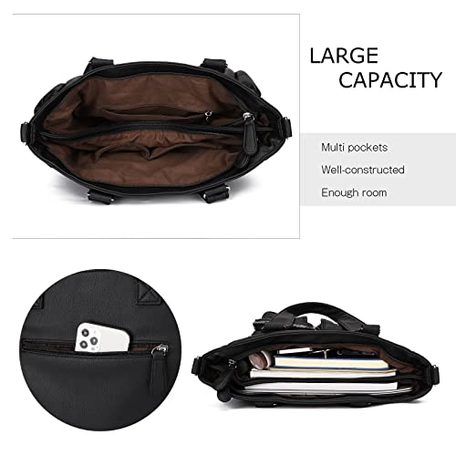 KL928 Large Purses for Women Shoulder Bag Tote Handbags Stylish Vegan Leather Hobo Bags Ladies, A-Black-4 | Large - color: Black