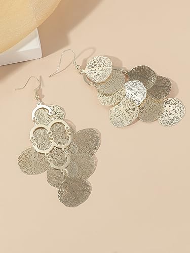 Boho Gold Dangle Earrings for Women Trendy Long Drop Chandelier Bohemian Fligree Leaf Earrings Dangling Lightweight Hyopallergenic for Women