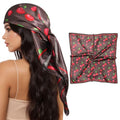AWAYTR 35” Square Satin Head Scarf Hair Scarf for Women's Hair Silk Bandana for Women Silk Head Wrap for Sleeping - color: Cherry Brown