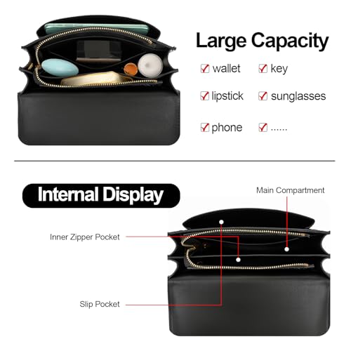 LL LOPPOP Women's Small Classy Crossbody Purse Top Handle Handbags Leather Satchel Bags for Women - color: C-black(2052)